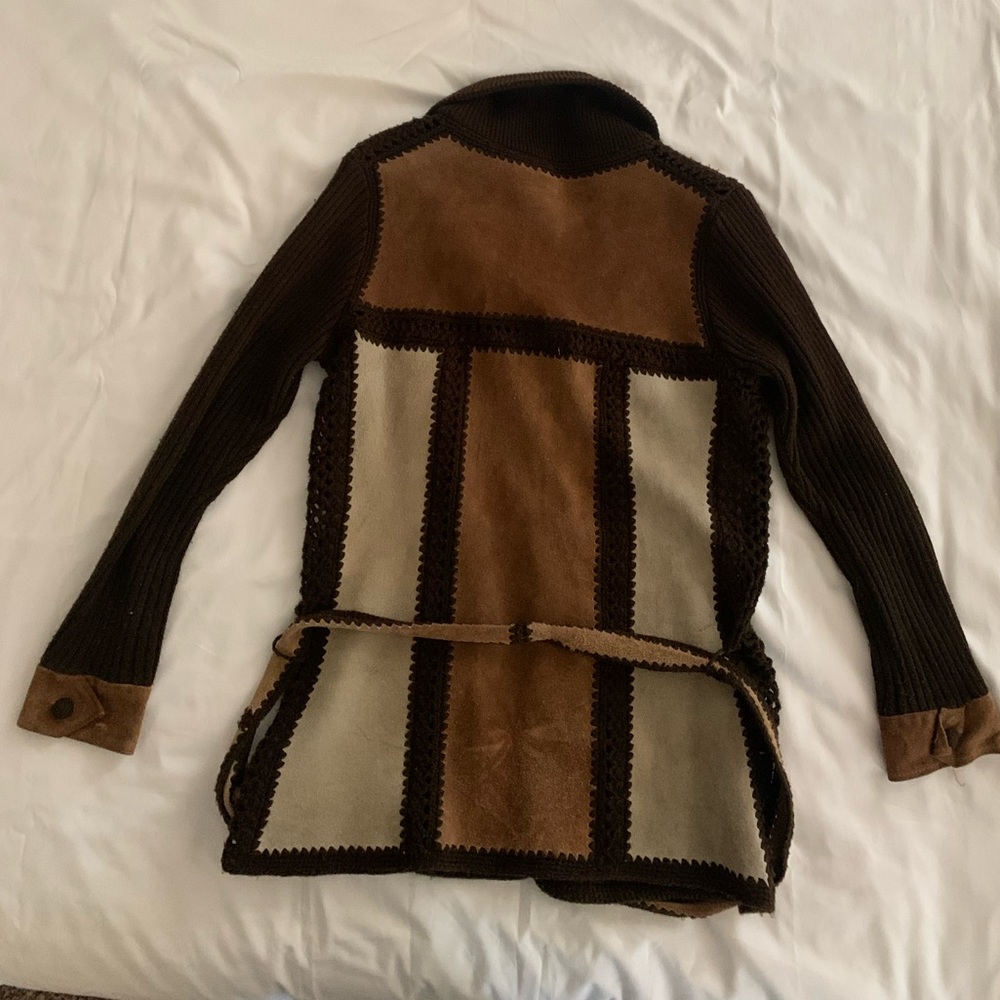 Patchwork Style Brown Cardigan Sweater - Rochelle… - image 7